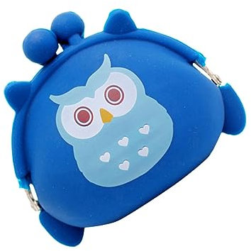 GALPADA Mini Portamonete Silicone Forma Di Gufo Portafoglio Compatto Per Monete Carte e Piccoli Oggetti Blu Vivace Accessorio Pratico Per Ragazze e Adolescenti
