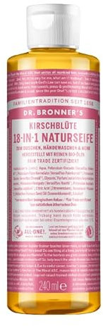 Dr. Bronners | 18-IN-1 Naturseife Cherry Blossom | Organic Flüssigseife | Kirschblüte | Duschgel, Handseife, Shampoo und vieles mehr | Mit Bio Kokos-, Oliven- und Jojobaöl | 240 ml