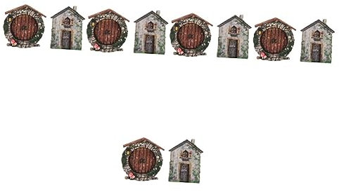 Happyyami Statuendekor 10 Stück Feen-Elfentür Mini-Dekor Holziges Dekor Puppenhaus Fenster Zwerg Zuhause Baum-Set Baumhaus-Zubehör Elfentür Ornament Feentür Für Garten Baum Feentür Gnom