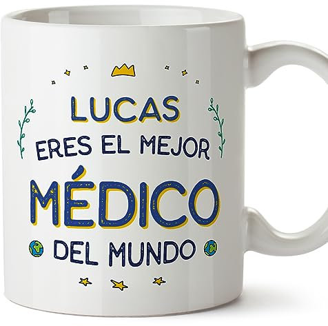 MUGFFINS Tazas Personalizadas para MÉDICO hombre - En Español - Mejor del Mundo - 11 oz / 330 ml - Regalo Personalizable original y divertido