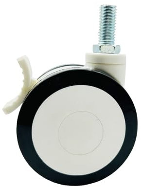 LIKERAINY PE-Lenkrollen für Möbel mit Bremse BL1619A mit Gewindebefestigung Ersatz für Möbel Roller Lenkrolle Schrankrollen Moebelrollen Tischrollen Raddurchmesser Ø75mm 1 Stück