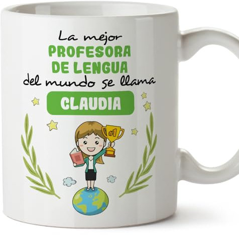 MUGFFINS Tazas Personalizadas para PROFESORA DE LENGUA mujer - En Español - Eres Mejor del Mundo - 11 oz / 330 ml - Regalo Personalizable original y divertido