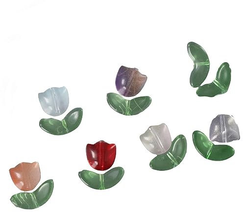 YYlingx Lot de 320 perles en forme de tulipe en verre coloré translucide pour fabrication de bijoux faits à la main