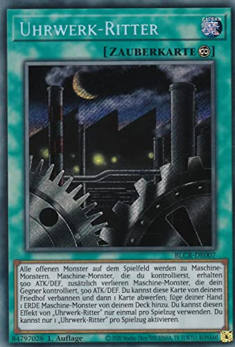 BLCR-DE007 - Uhrwerk-Ritter - Secret Rare - 1. Auflage - Deutsch - Battles of Legend: Crystal Revenge - mit LMS Trading Fieldcenter-Karte Yugioh