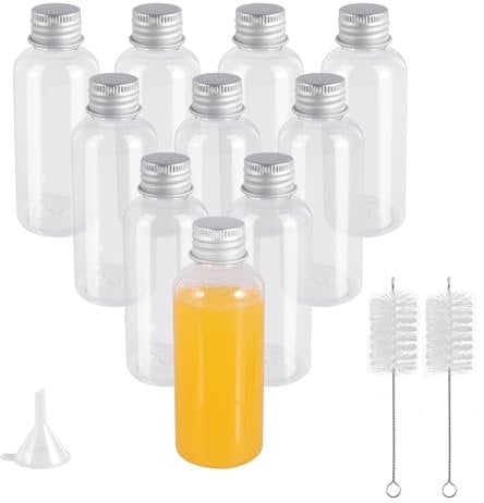 60ml Small Shot Bottles with Lids 16PCS Mini Plastic Bottles Small Juice Bottle Reusable for Alcohol, Juice, Beverages and Various Seasoning Powders