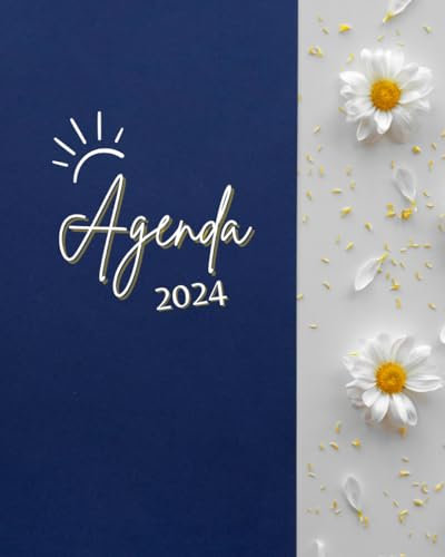 Agenda y planificador 2024 anual, mensual y semanal. Agenda de 12 meses con calendarios y secciones para definir y hacer seguimiento a objetivos SMART ... elegante y práctico. Papel 203,2mm x 254mm