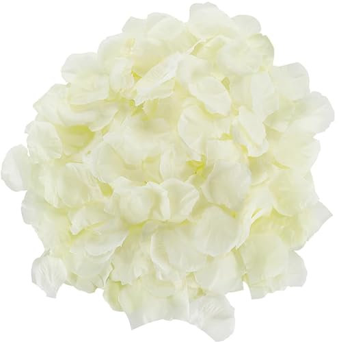 Qinsky Rose Petal White,1000 Pcs Rose Petals White Petals Artificial Flowers for Wedding Confetti Valentine's Day Art 5X5cm
