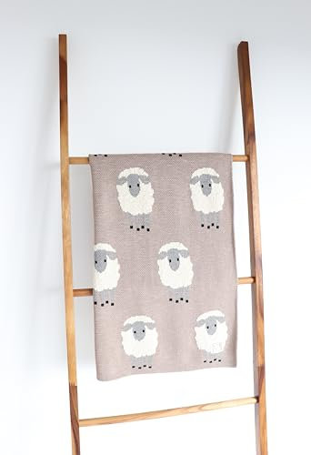 Kaiser 65225 Dolly Sheep Babydecke Strick Fb. Stone-Natural Combo 100% Bio Baumwolle (KBA) atmungsaktive Babydecke Ganzjährig Neugeborene Kinderwagendecke Babyschalendecke