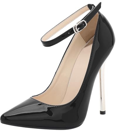 Minetom Damen Pumps High Heels Spitz Stiletto Lackleder Riemchen Schuhe Abendschuhe Absatzschuhe Elegant Hochzeit Hoher Absatz Party Schuhe