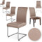 Alishomtll Stretch Stuhlhussen 6er Set Kunstleder Stuhlbezug wasserdicht Elastische Esszimmer Stuhlbezüge Universell Waschbarer Stühle Schutz für Küche Restaurant Hotel Hochzeit (Khaki, 6 Stück)