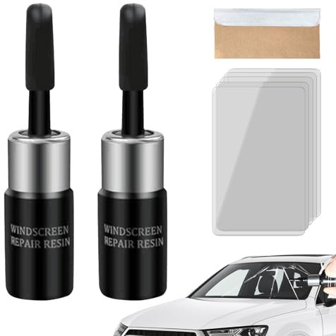 Juego de reparación de golpes de piedras, juego de reparación de parabrisas, juego de reparación de cristales líquidos, kit de reparación de parabrisas para cracks (2, negro)