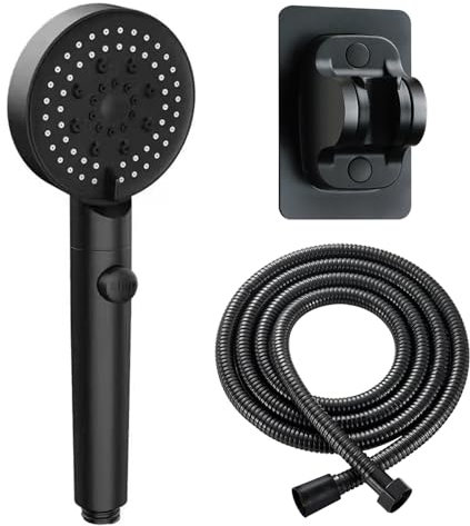 FZYCOM Shower Head with Hose and Holder, High Pressure Handheld Shower Head, Hand Shower with 6 Jet Types, Handheld Powerful Flow Beaded Showerheads,Shower Head,Hose & Holder