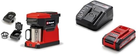 Einhell Akku-Kaffeemaschine TE-CF 18 Li Power X-Change (240 ml Wasserbehälter, für Filterkaffee & Kaffeepads, inkl. Kaffeetasse mit Deckel, inkl. 3,0 Ah PLUS Akku & Ladegerät)