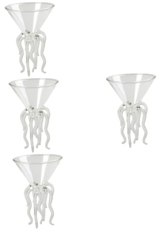 Cabilock 4 Pièces Originaux Verres à Vin, Tasses à Café et Expresso, Verres à Cocktails et Eau, Grande Tasse en Verre de Poulpe