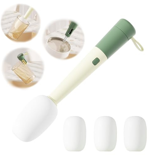 GCFTIFF 3 in 1 Multipurpose Bottle Cleaning Brush, 3 Pieces Replacement Heads and 1 Piece Multipurpose Brushes, Cup and Grout Cleaning Tools, Water Bottle Cleaning Brush (Green)