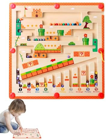 Labyrinth Magnetische Spiele, Magnet Spielzeug labyrinth, Montessori Spielzeug, Magnetisches Farb- und Zahlenlabyrinth, Lernlabyrinth, Magnetisches Labyrinth für Kinder von 3 bis 12 Jahren.