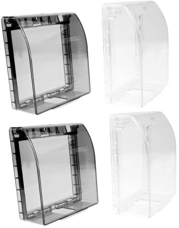 FELTECHELECTR 4pcs Waterproof Wall Socket Protector Covers Set, and Black Outlet Waterproof Box, Adhesive Wall Socket Cover for Bathroom, Outdoor Splash-proof Electrical Outlet Protection