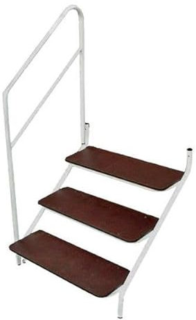 3 Tread Step White with Handrail Bolt On Stainless Steel for Static Caravan