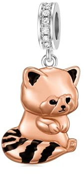 PROESS Roter Panda Charm Perle 925er Sterling Silber Anhänger für Armband Geschenke für Frauen Mädchen Liebhaber Tochter