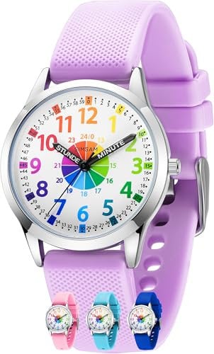 SIMSAM Kinderuhr Junge ab 6, Lernuhr Kinder Uhr ab 8, Kinderuhr Mädchen 10 Jahre, Armbanduhr Kinder Uhren für Jungs 12 Jahre, Armbanduhr Mädchen Jungen, Kids Watch, Kinderuhren (Hellviolet)