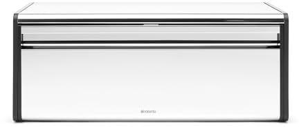 Brabantia Fall Front Bread Bin – Large Countertop Storage Box for Bread, Bagels, Rolls – Space-Saving Design with Flat Top – Brilliant Steel