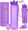 HydroPal 1L Sports Water Bottle, Slim Plastic Drink Bottle with Filter/No-Sweat Sleeve, Leakproof, BPA-free, Ideal for Gym, Running, Travel, School, Office, Outdoor Activities