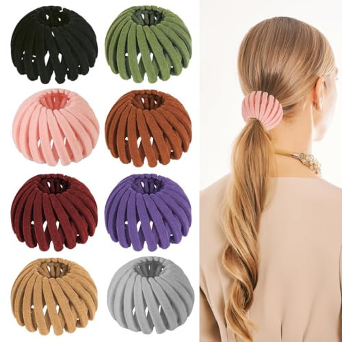 Pince à cheveux magique pour queue de cheval, nid d'oiseau, extensible - Accessoires de cheveux pour femme - Pince à chignon pour cheveux fins, épais et bouclés - Barrettes à cheveux en plastique