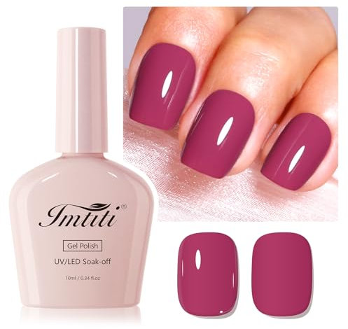 Imtiti Smalto gel rosso melanzana, 1 pezzo di smalto gel rosso porpora, smalto gel UV LED, lunga durata, nail art manicure fai da te a casa per l'autunno e l'inverno (10 ML)