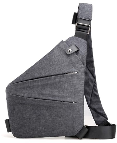 Gipfelfreund Anti Diebstahl Tasche, Diebstahlsichere Umhängetasche für Damen und Herren, Diebstahlsichere Tasche für Herren Damen für Reisen, Sport und Arbeit (Grau, Rechte Schulter)