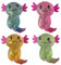 Stressspielzeug 4pcs 4 x 3 Zoll Glitzer Axolotle Squeeze Toys Stress Relief Toy Entzückende Axolotl Spielzeug Weicher Stressspielzeug Axolotl Dehnbare Zappelspielzeuge für Kinder und Erwachsene