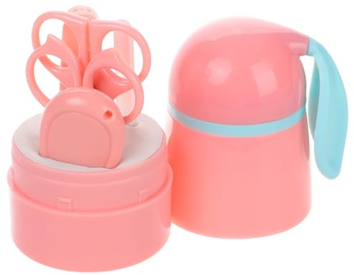 Babynagelset für Neugeborene und Kinder mit Schere, Feile, Pinzette | Rosa Ausführung, Kunststoff und Edelstahl, 3 Stück Pflegeset für Hände und Füße