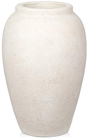 Oairse Handmade Flower Vase 27CM Tall Terracotta Vase, Vintage Ceramic Vases for Flowers Rustic Antique Vases Décor Wide Mouth Matte Finish for Home Office Resto Café Decoration