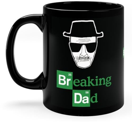 BARTME DESIGN Tasse mit Aufschrift Breaking Bad Dad und Aufschrift Best Ever Back, doppelseitig, schwarz, 325 ml