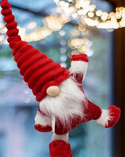 KAMACA Deko WICHTEL auf einem Bein stehend 43 cm hoch tolle Dekoidee in Winter Weihnachten (Wichtel rot Weiss 43 cm)