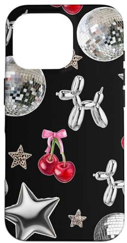 Vintage Mosaic Disco Ball Collage Y2K Star & Cherry Bow Case for iPhone 16 Pro