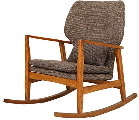 Nordic Leisure Schaukelstuhl für den Außenbereich, Balkon, Walnussholz, mittelgroß, Loungesessel mit faulem Couch-Design