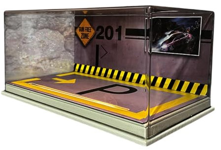 Fenteer Vitrine für Druckguss-Modellautos im Maßstab 1:24, Diorama-Vitrine für Druckgussautos, staubdichte Abdeckung mit LED für Spielzeugauto-Sammler, Milchig