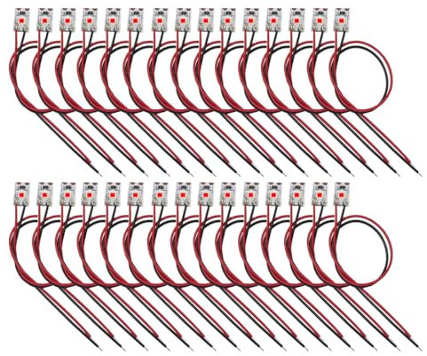 HUAZIZ 30 Stücke 8mm VorDrahtete LED Streifen, 2835 SMD LED, 12-18V Streifen, Modellbau Led Beleuchtung, Rot