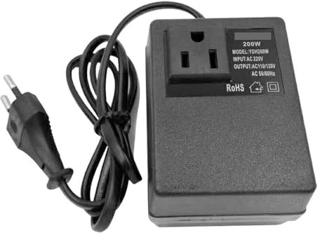 CWHHTVBI Convertisseur de Tension 200W, 220V à 110V, transformateur abaisseur, convertisseur de Tension, Adaptateur de Voyage, Prise UE/US/UK(EU Plug)