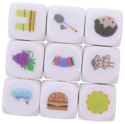 Kisangel 9 Stück Geschichte Würfel Geschichtenerzählen Kind Erwachsene Bunte Erzählwürfel Geschichtenwürfel tragbare Würfel Sprachtrainingsbedarf Würfel zum Training Acryl