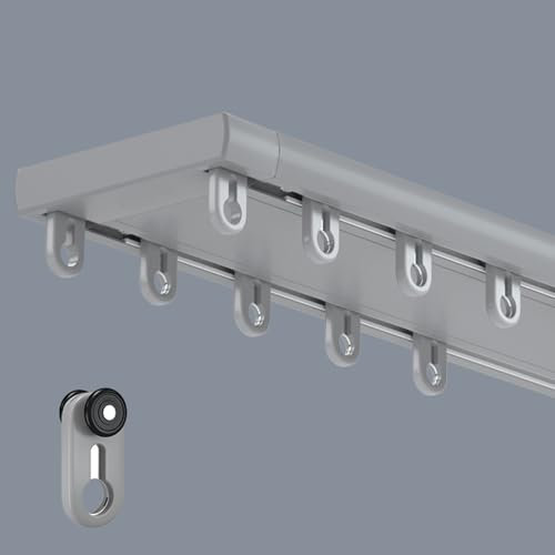 Binario Tenda Binario Per Tende Doppio Con Montaggio A Soffitto Congiunto, Binari Per Tende Scorrevoli 100cm 200cm 300cm 400cm 500cm 600cm, Asta Divisoria In Alluminio(Gray,Long 1m/100cm)