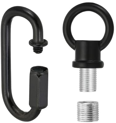 PATIKIL M10 Fine Thread Lamp Female Loop Holder with M12 Adapter Chain Quick Link, Lifting Eye Nut Hook Ring Structural Support to Chandelier, 44 lbs Load Black