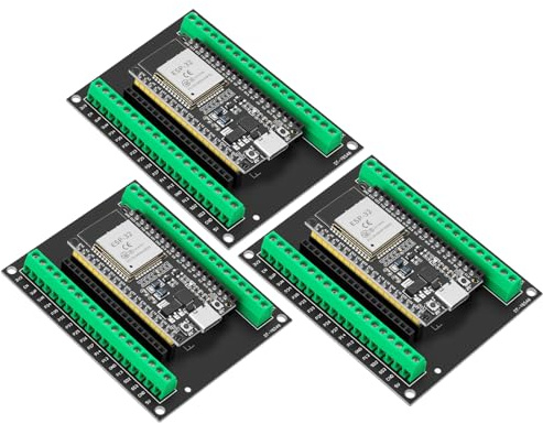 3 Pack ESP32-WROOM-32-Entwicklungsboard mit Breakout-Board-Set – 38-PIN CP 2012 USB Typ-C-Schnittstelle WiFi Bluetooth ESP32 DevKitC 32 Entwicklungsboard STA/AP/STA+AP