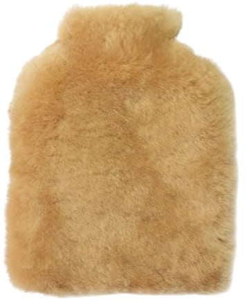 Sheep Dreams Hot Water Bottle | 2L | Lambskin Cover | Elegant, Soft & Safe | The Perfect Gift for Cold Days, Tension & Feel-Good Moments | Naturally Tanned & Certified Safe (Cognac)