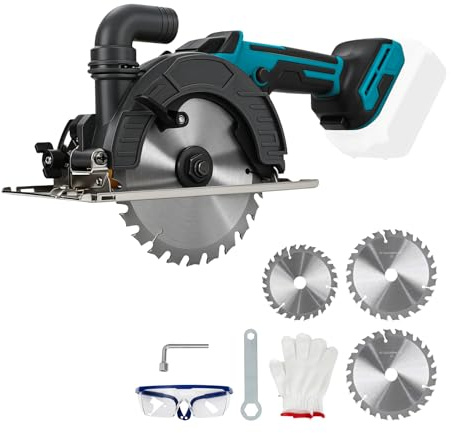 Scie circulaire sans fil de 15,2 cm compatible avec Makita 18 V, 6 300 tr/min, scies circulaires sans balais avec 3 lames 150 mm et 125 mm, profondeur de coupe 50 mm, biseau de 0 à 45° pour coupe du