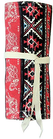 Rollmäppchen für Buntstifte – Rot 36 Federmäppchen Stifterolle Mäppchen Federmäppchen zum rollen – Schlamperrolle Pinselrolle aus Canvas und Baumwolle – Ideal für Reisen, Schule, Büro, Kunst