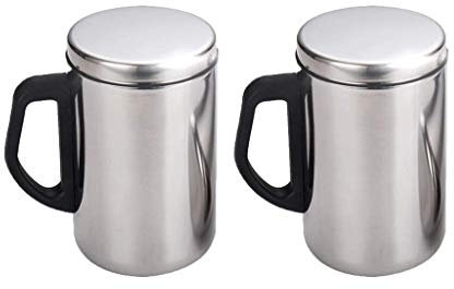Backbayia 2pcs Chopes à Bière en Acier Inoxydable Tasse Gobelet avec Couvercle