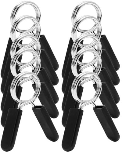 The Pure Blue 30mm/1.2” Spring Steel Weight Clips - 5 Pairs Metal Clamps for Barbells, Dumbbells, Bars. Weightlifting and Strength Training Essential. Gym Accessories and Fitness Equipment.