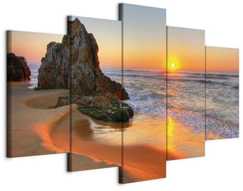 murando - Quadri Moderni per Soggiorno Grandi, Mare, 200x100 cm | Chiodi Inclusi, 5 Pezzi, Quadro Moderno, Stampa su Tela, Componibili, Resistenti Allo Sbiadimento, Produzione Europea