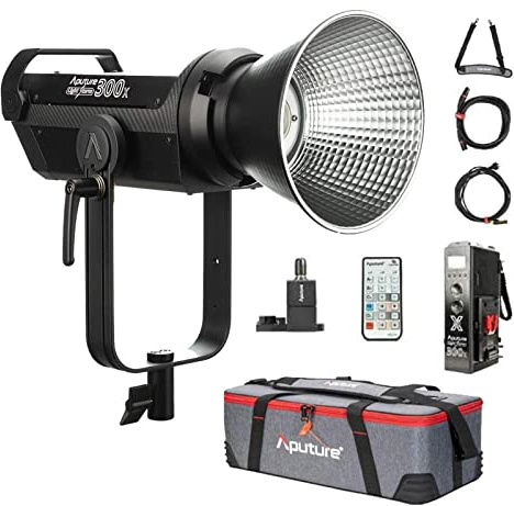 Aputure 300X (V-Mount) LED Video Licht,Bi-Farbe 2700–6500K,Sidus Link App,Eingebaute Beleuchtungseffekte,Einstellbares Bowens Mount Licht für Fotografie,Außenaufnahmen